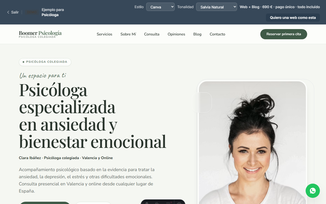 Demo de web para psicóloga